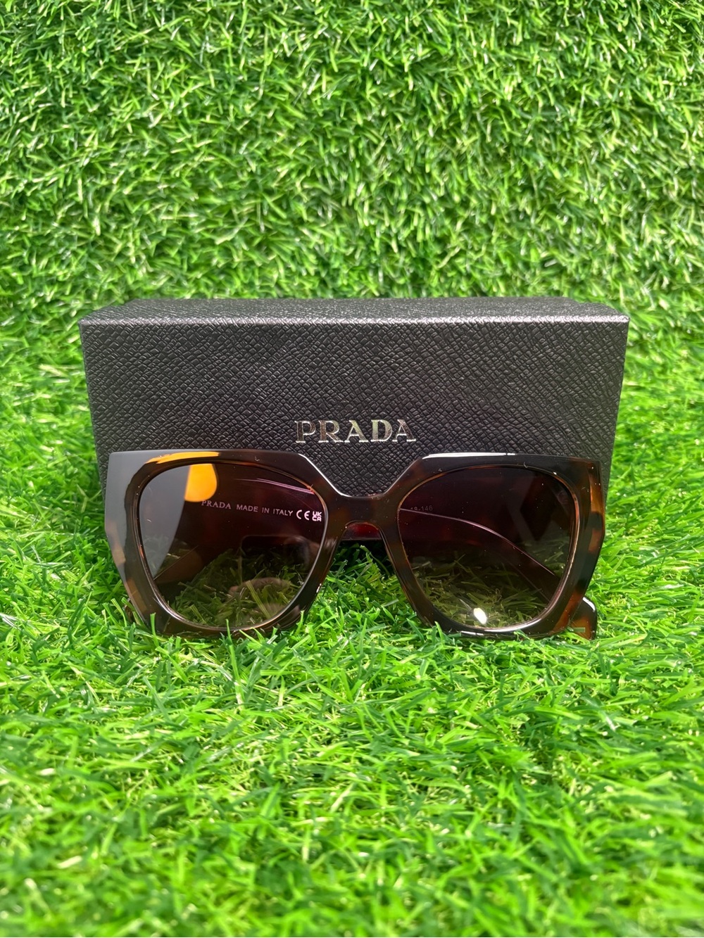 Prada Square Oversized Sunglasses Women Brown & Black Tortoiseshell